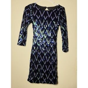 Y2K Vintage Charlotte Russe Sequin Mini Dress Open Back Party Mini Glam Clubwear